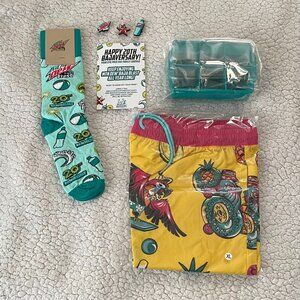 NWT Rare Mountain Dew 20th Anniversary Baja Blast Laguna Shorts XL Lot!